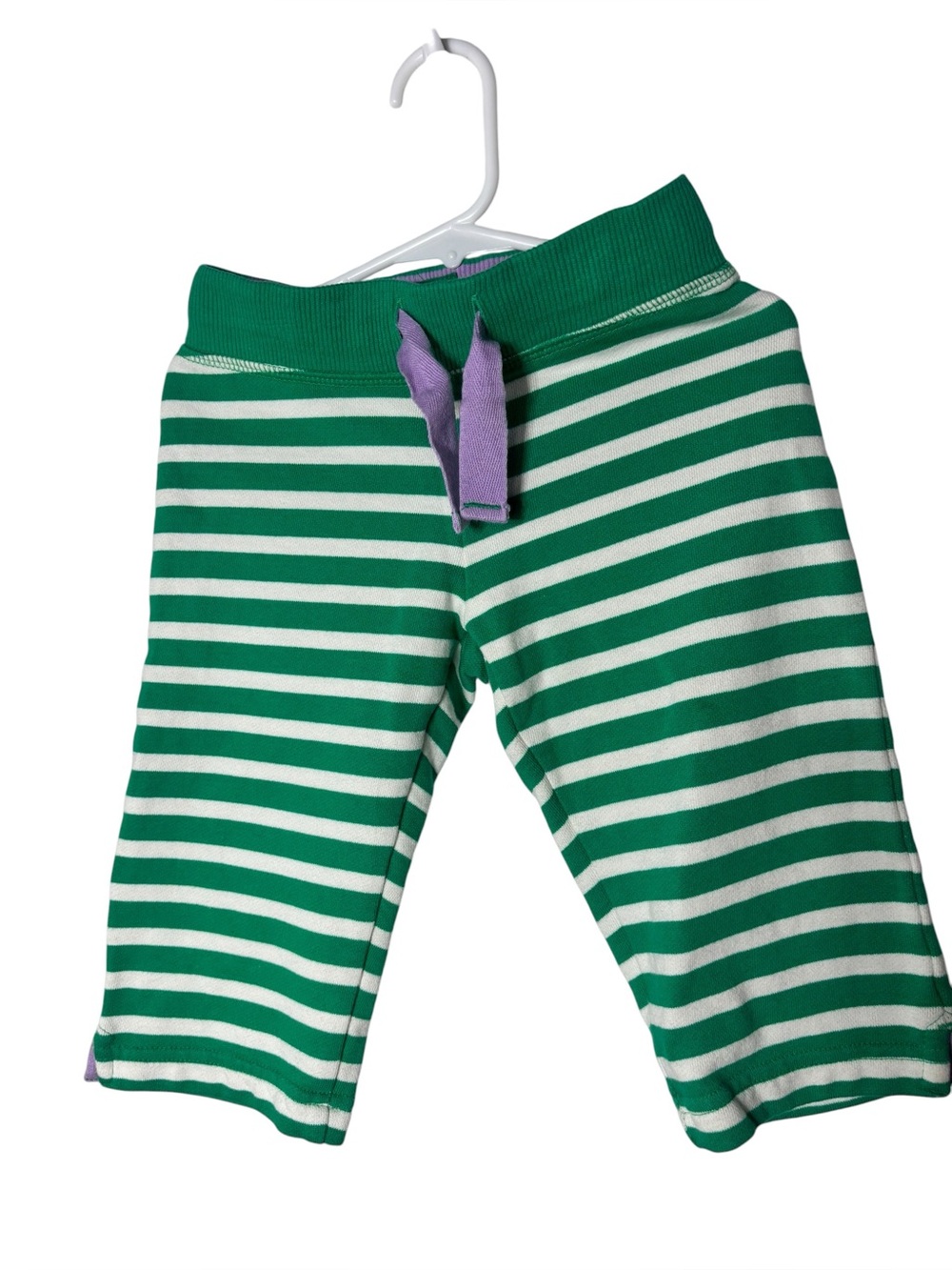 Mini Boden girls 4 year striped drawstring pants green/white dog on back